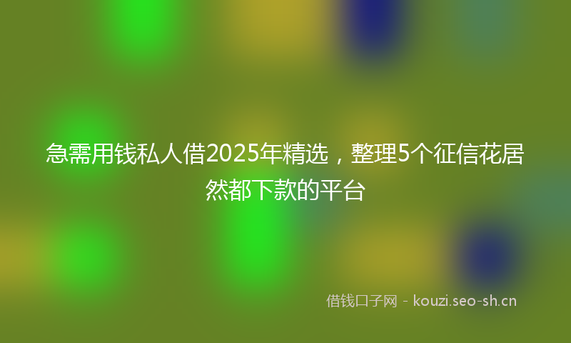 急需用钱私人借2025年精选，整理5个征信花居然都下款的平台