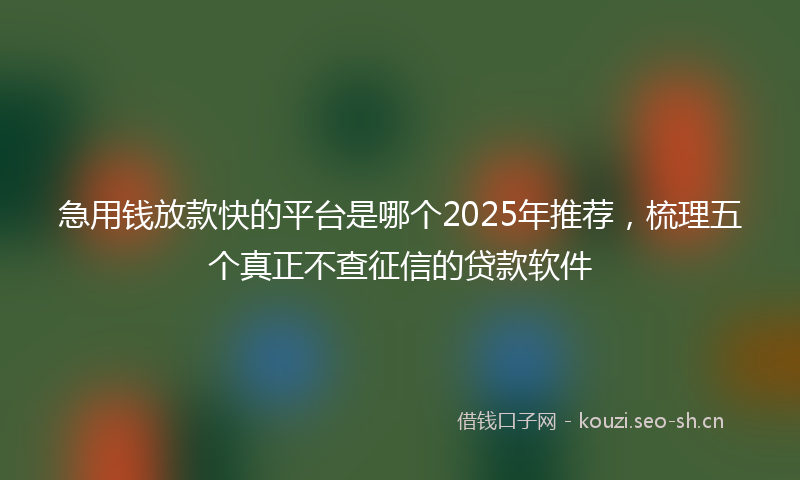 急用钱放款快的平台是哪个2025年推荐，梳理五个真正不查征信的贷款软件