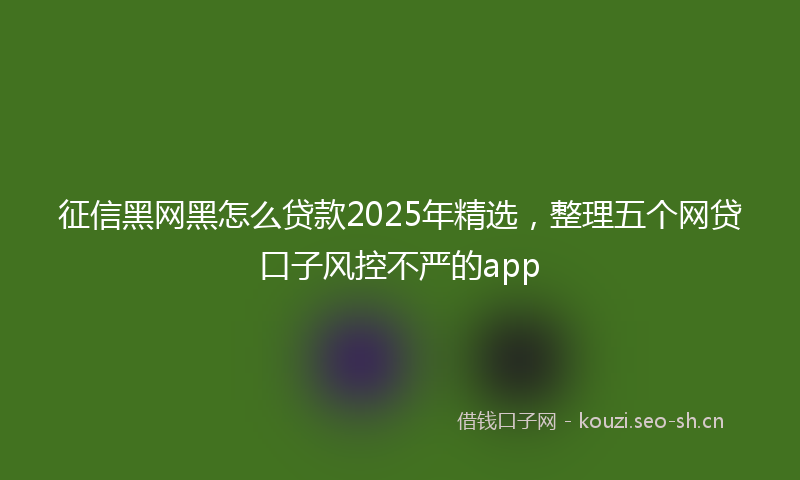 征信黑网黑怎么贷款2025年精选，整理五个网贷口子风控不严的app