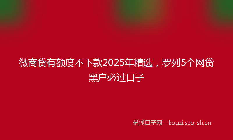 微商贷有额度不下款2025年精选，罗列5个网贷黑户必过口子