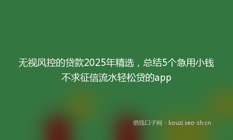 无视风控的贷款2025年精选，总结5个急用小钱不求征信流水轻松贷的app