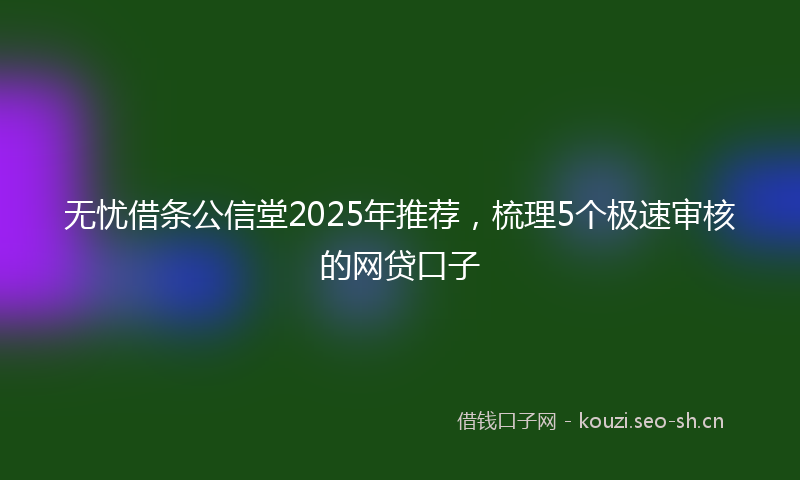 无忧借条公信堂2025年推荐，梳理5个极速审核的网贷口子