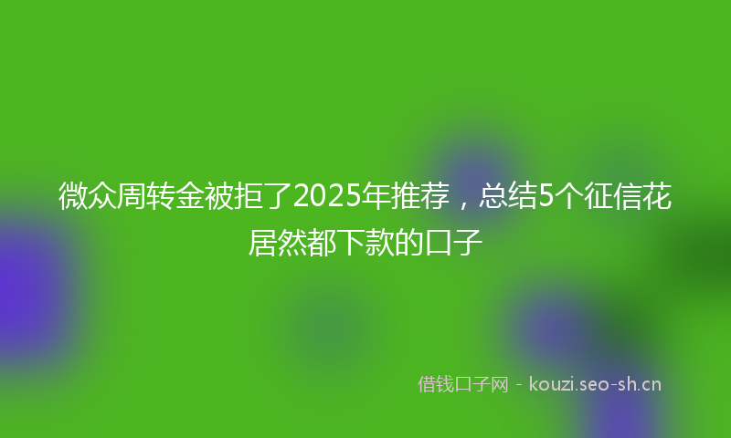 微众周转金被拒了2025年推荐，总结5个征信花居然都下款的口子