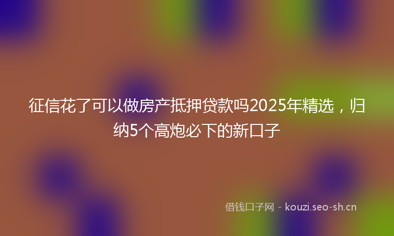 征信花了可以做房产抵押贷款吗2025年精选，归纳5个高炮必下的新口子