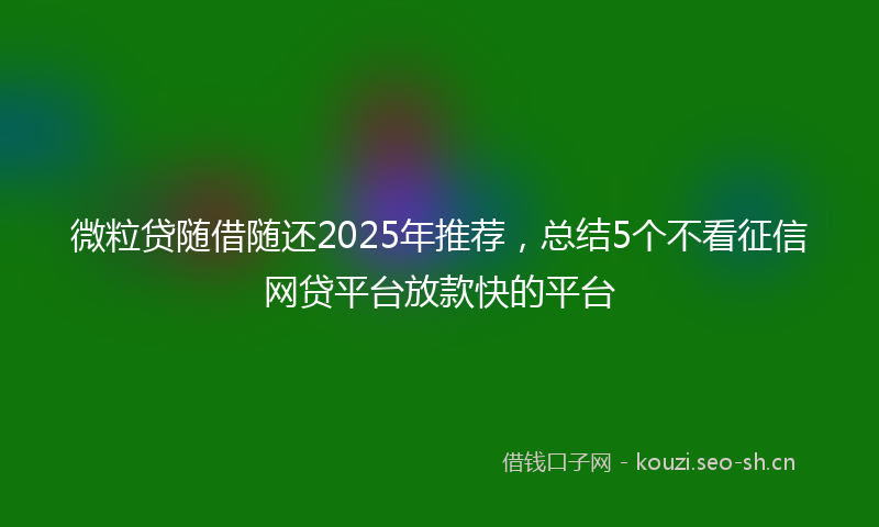 微粒贷随借随还2025年推荐，总结5个不看征信网贷平台放款快的平台