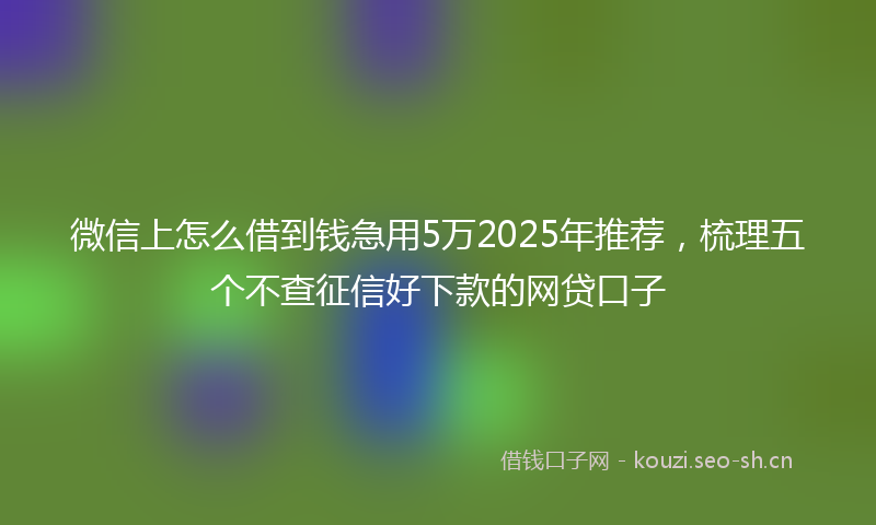 微信上怎么借到钱急用5万2025年推荐，梳理五个不查征信好下款的网贷口子