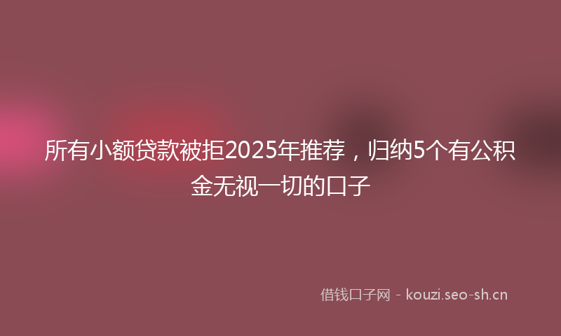 所有小额贷款被拒2025年推荐，归纳5个有公积金无视一切的口子