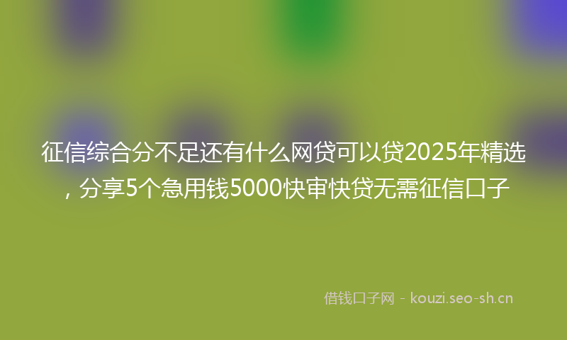 征信综合分不足还有什么网贷可以贷2025年精选，分享5个急用钱5000快审快贷无需征信口子