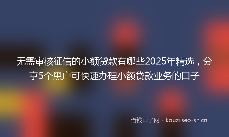无需审核征信的小额贷款有哪些2025年精选，分享5个黑户可快速办理小额贷款业务的口子