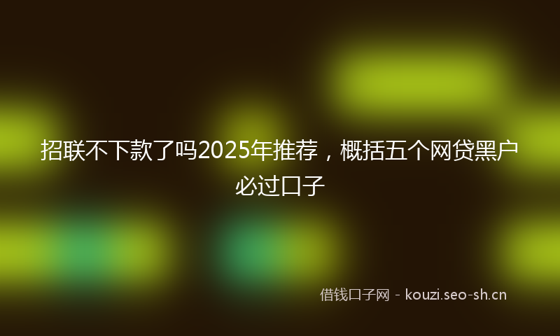 招联不下款了吗2025年推荐，概括五个网贷黑户必过口子