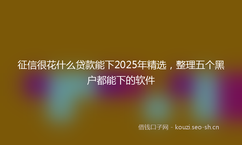 征信很花什么贷款能下2025年精选，整理五个黑户都能下的软件