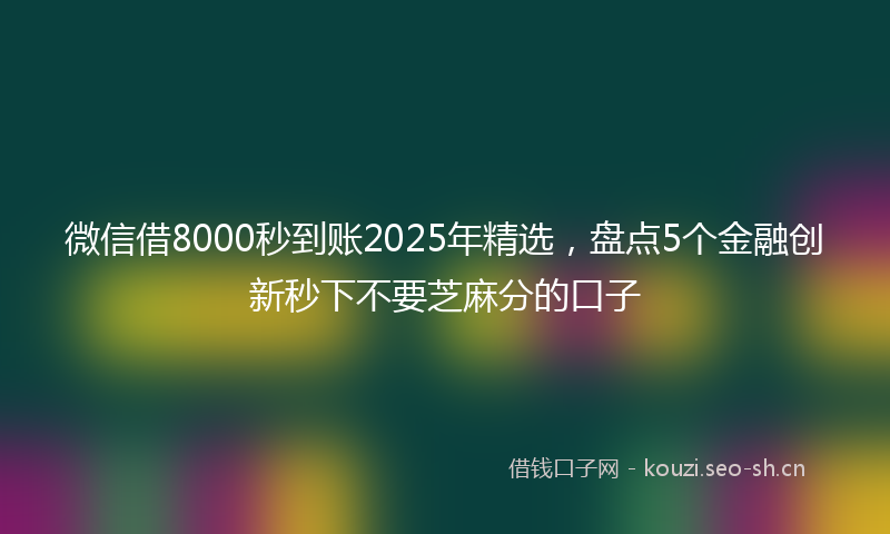 微信借8000秒到账2025年精选，盘点5个金融创新秒下不要芝麻分的口子