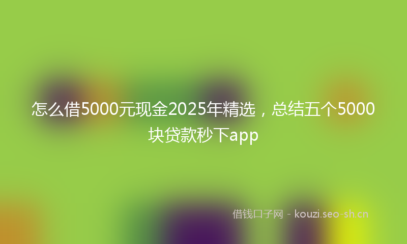 怎么借5000元现金2025年精选，总结五个5000块贷款秒下app