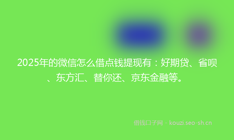 2025年的微信怎么借点钱提现有：好期贷、省呗、东方汇、替你还、京东金融等。