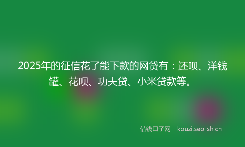 2025年的征信花了能下款的网贷有：还呗、洋钱罐、花呗、功夫贷、小米贷款等。