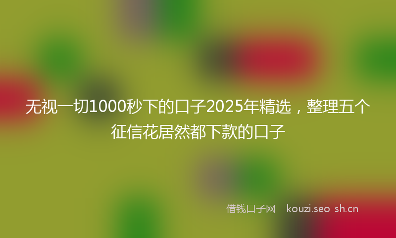 无视一切1000秒下的口子2025年精选，整理五个征信花居然都下款的口子