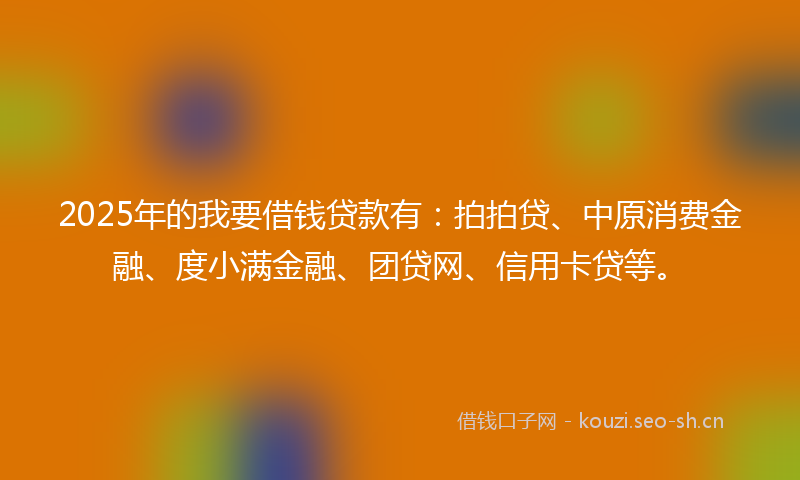 2025年的我要借钱贷款有：拍拍贷、中原消费金融、度小满金融、团贷网、信用卡贷等。