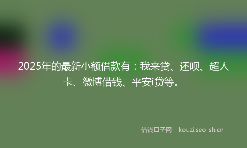 2025年的最新小额借款有：我来贷、还呗、超人卡、微博借钱、平安i贷等。