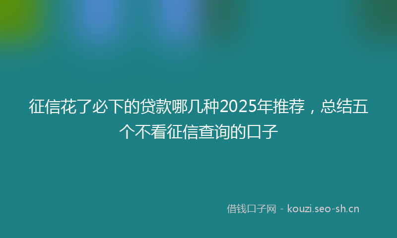 征信花了必下的贷款哪几种2025年推荐，总结五个不看征信查询的口子