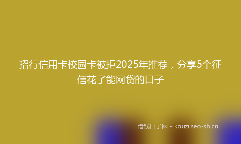 招行信用卡校园卡被拒2025年推荐，分享5个征信花了能网贷的口子