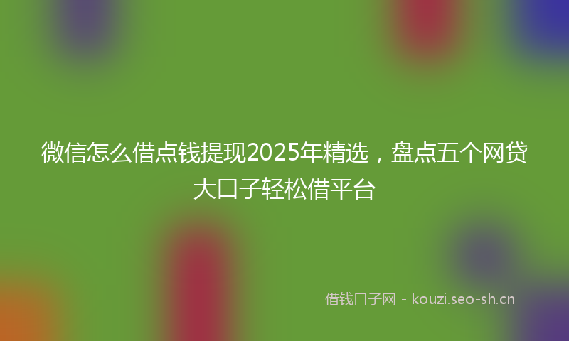 微信怎么借点钱提现2025年精选，盘点五个网贷大口子轻松借平台