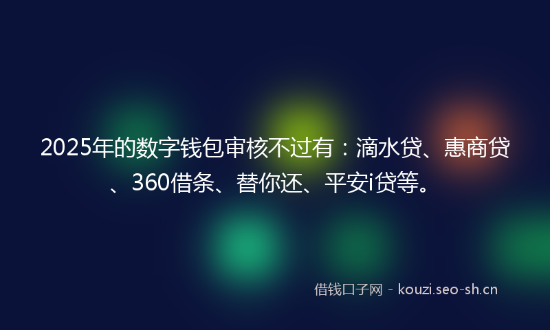 2025年的数字钱包审核不过有：滴水贷、惠商贷、360借条、替你还、平安i贷等。
