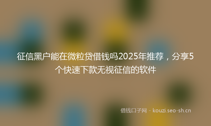 征信黑户能在微粒贷借钱吗2025年推荐，分享5个快速下款无视征信的软件
