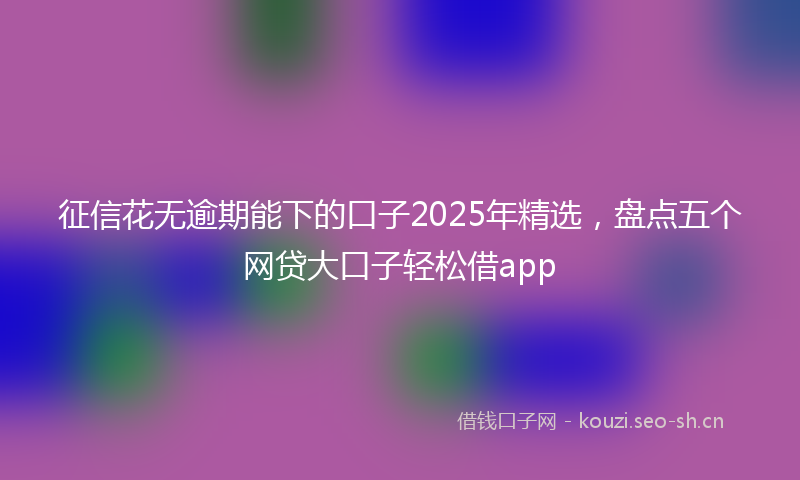 征信花无逾期能下的口子2025年精选，盘点五个网贷大口子轻松借app