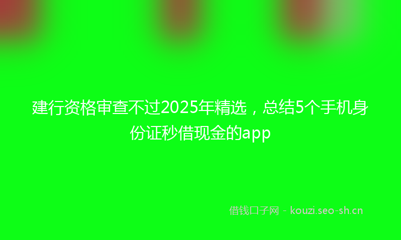 建行资格审查不过2025年精选，总结5个手机身份证秒借现金的app