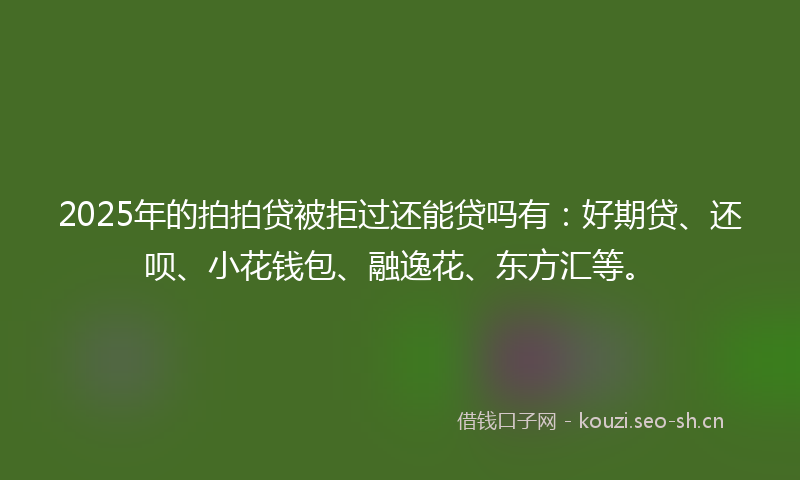 2025年的拍拍贷被拒过还能贷吗有：好期贷、还呗、小花钱包、融逸花、东方汇等。