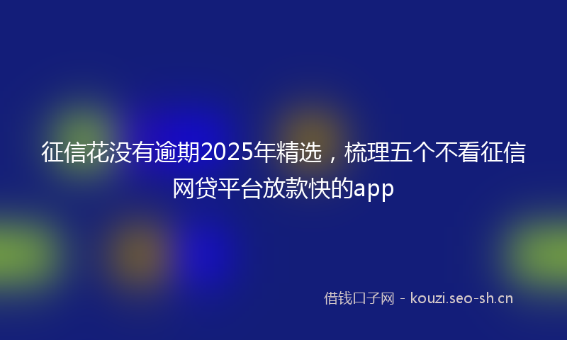 征信花没有逾期2025年精选，梳理五个不看征信网贷平台放款快的app