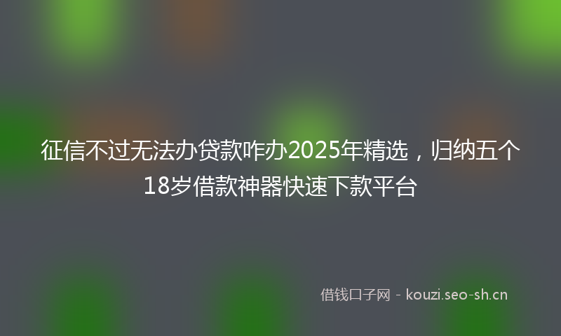 征信不过无法办贷款咋办2025年精选，归纳五个18岁借款神器快速下款平台