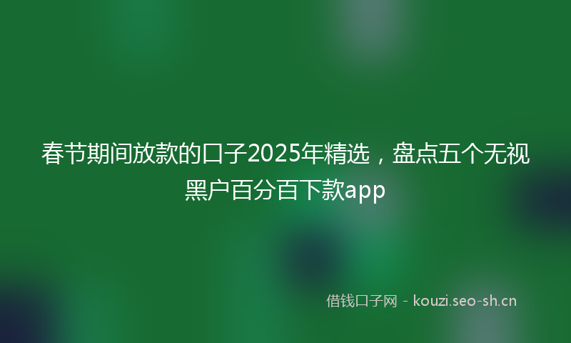 春节期间放款的口子2025年精选，盘点五个无视黑户百分百下款app