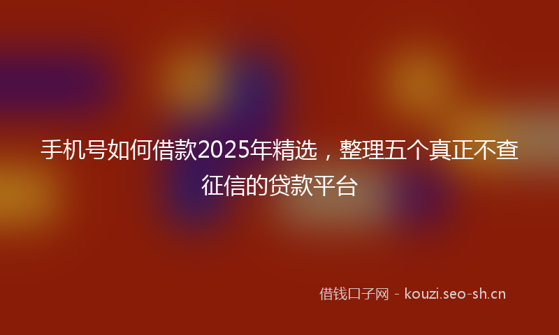 手机号如何借款2025年精选，整理五个真正不查征信的贷款平台