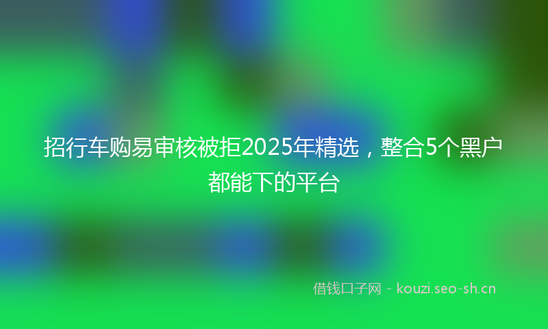 招行车购易审核被拒2025年精选，整合5个黑户都能下的平台