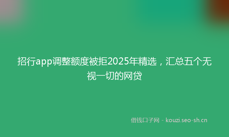 招行app调整额度被拒2025年精选，汇总五个无视一切的网贷
