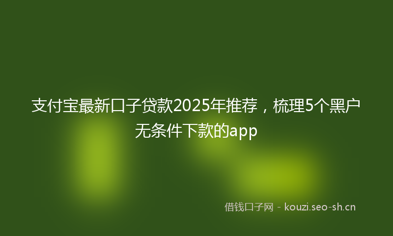 支付宝最新口子贷款2025年推荐，梳理5个黑户无条件下款的app