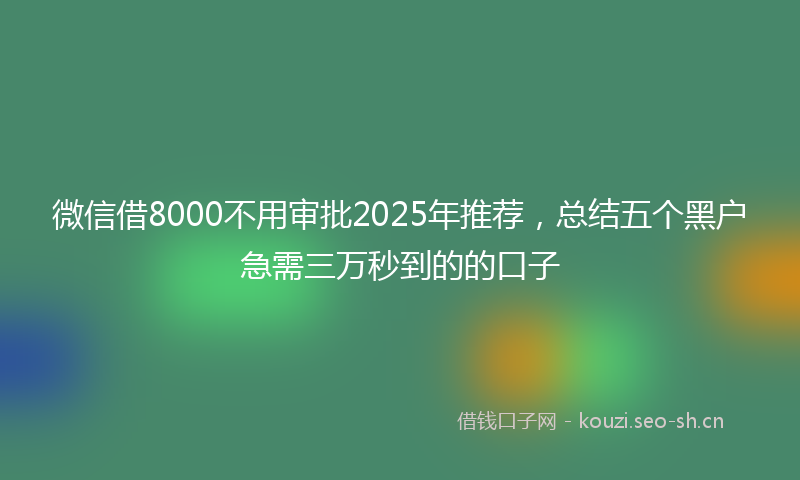 微信借8000不用审批2025年推荐，总结五个黑户急需三万秒到的的口子