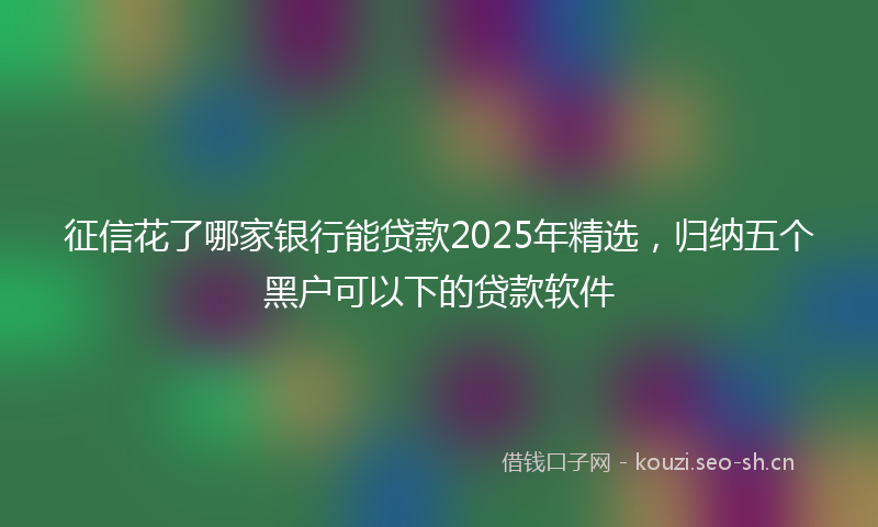 征信花了哪家银行能贷款2025年精选，归纳五个黑户可以下的贷款软件