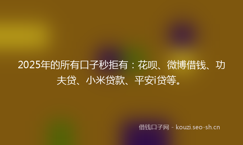 2025年的所有口子秒拒有:花呗、微博借钱、功夫贷、小米贷款、平安i贷等。