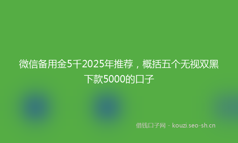 微信备用金5千2025年推荐，概括五个无视双黑下款5000的口子