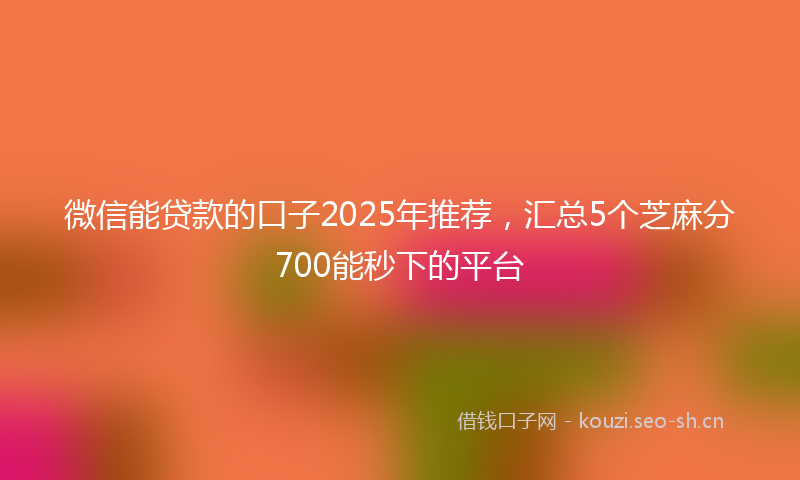 微信能贷款的口子2025年推荐，汇总5个芝麻分700能秒下的平台