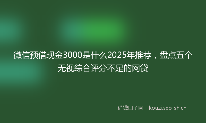 微信预借现金3000是什么2025年推荐，盘点五个无视综合评分不足的网贷