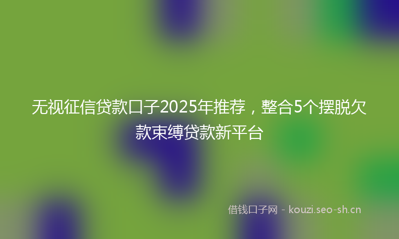 无视征信贷款口子2025年推荐，整合5个摆脱欠款束缚贷款新平台