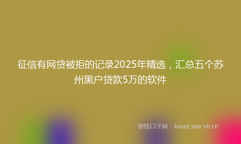 征信有网贷被拒的记录2025年精选，汇总五个苏州黑户贷款5万的软件