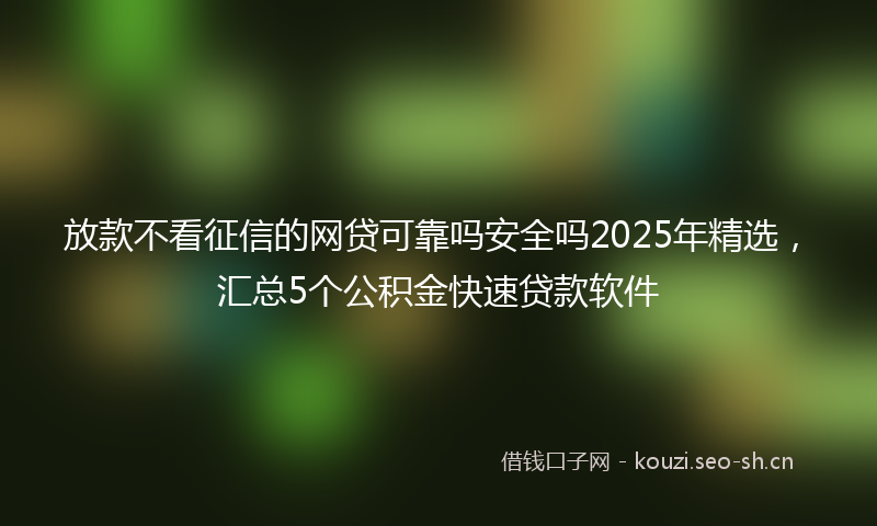 放款不看征信的网贷可靠吗安全吗2025年精选，汇总5个公积金快速贷款软件