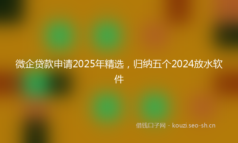 微企贷款申请2025年精选，归纳五个2024放水软件