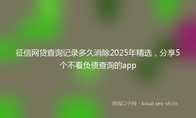 征信网贷查询记录多久消除2025年精选，分享5个不看负债查询的app