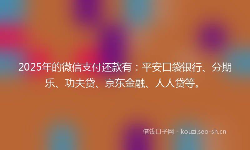2025年的微信支付还款有：平安口袋银行、分期乐、功夫贷、京东金融、人人贷等。