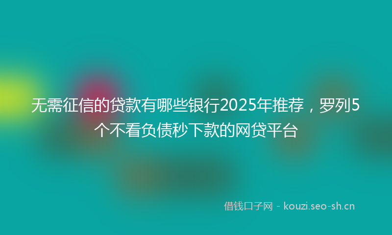 无需征信的贷款有哪些银行2025年推荐，罗列5个不看负债秒下款的网贷平台
